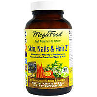 Витамины для волос, кожи и ногтей, MegaFoods, Skin, Nails Hair 2, 90 таблеток (16932) SN, код: 1535622
