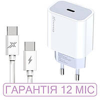 Зарядка для телефона Самсунг с кабелем USB Type-C, 3A / 20W, Quick Charge 3.0-4.0 / PD 3.0, белая, Grand-X