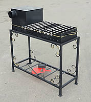 Мангал з пічкою під казан на 10 шампурів (жаровня + стійка прямокутна) сталь 4 мм
