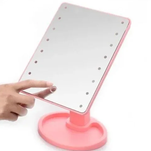 Настольное зеркало с подсветкой HLV Large 16 LED Mirror 5308 Pink BB, код: 8381091 - фото 4 - id-p2155850398