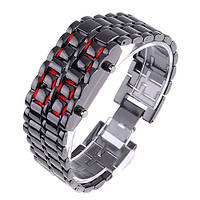 Годинник-браслет Led Watch Iron Samurai, Чорний з червоними світлодіодами ( IBW012BR) PK, код: 2604411