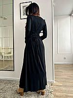 ШОК! Женское платье в длине макси в рубчик с шнуровкой на спине (черный, графитовый, светлый мокко,