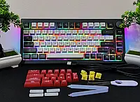 Игровая, беспроводная механическая клавиатура Akko 5075b Plus V3 Pro Cream Yellow / Hot Swap / RGB / 75%