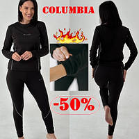 Качественное флисовое черное термобелье женское Columbia для спорта отдыха и повседневной носки