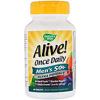 Мультивитамин для мужчин 50+ Nature's Way Alive Once Daily Men's 50+ Multi-Vitamin 60 таблето VA, код: 1726158