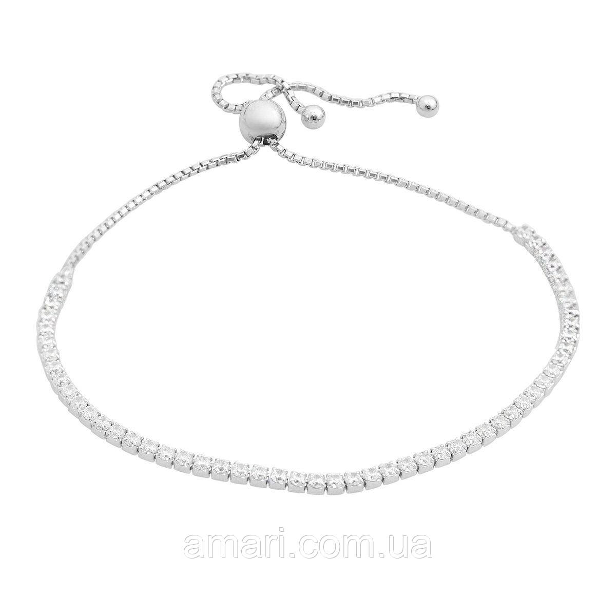Срібний браслет Komilfo з фіанітами, вага виробу 3,91 г (2153801) adjustable розмір