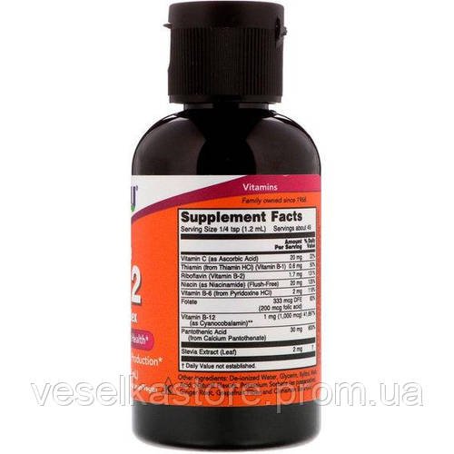 Метилкобаламин NOW Foods Vitamin B-12 Complex Liquid 59 ml 49 servings ...