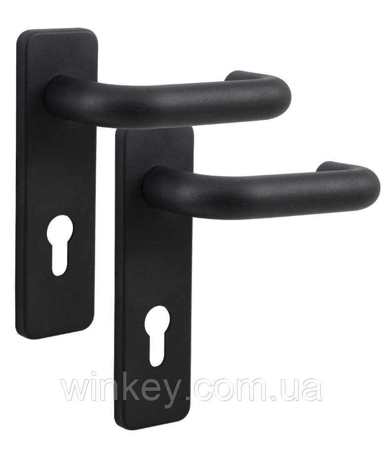 Ручка для металевих дверей SANTOS SQUARE   1919 чорна протипожежна Дверні ручки SANTOS 1919 на планці з пружиною призначені для вс, фото 1