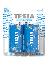 Батарейки Tesla D BLUE+ R20 1,5V BLISTER FOIL 2 шт. PM, код: 8327898
