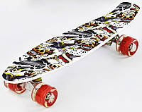 Скейт Пенни борд со светящимися PU колёсами Best Board Sculls Hearts Разноцветный (74543) MP, код: 7479335