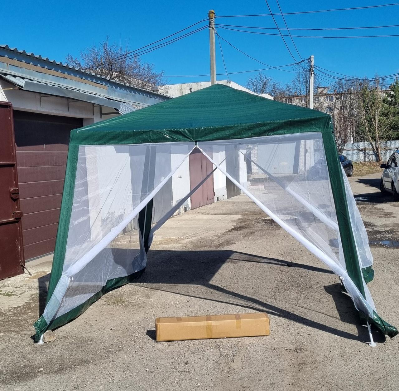 Садовий павільйон 3х3 метри зі стінами із москітної сітки тент із поліпропілену