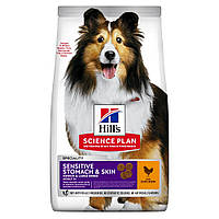 Корм Hill's Science Plan Canine Adult Sensitive Stomach Skin Medium сухой с курицей для собак GB, код: 8451460