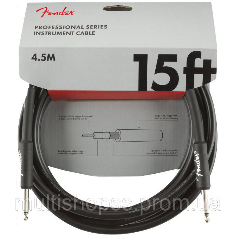 Кабель інструментальний Fender Professional Series Instrument Cable 4.5m (15ft) 0990820021 MP, код: 6555487