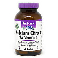 Микроэлемент Кальций Bluebonnet Nutrition Calcium Citrate Plus Vitamin D3 90 Caplets BLB0710 BB, код: 7679187