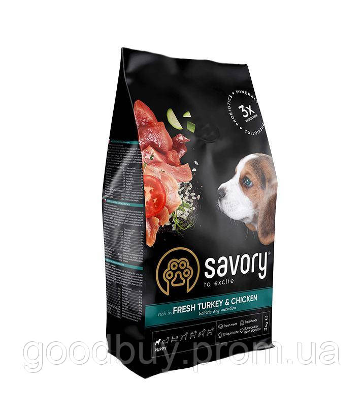 Корм Savory Junior Large Breed Fresh Turkey Chicken сухой с индейкой и курицей для щенков и ю GB, код: 8451345 - фото 1 - id-p2155925798