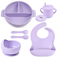 Набор детской силиконовой посуды 2Life Y2 из 7 предметов Фиолетовый (v-11505) UM, код: 8259827
