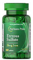 Микроэлемент Железо Puritan's Pride Iron Ferrous Sulfate 28 mg 100 Tabs BB, код: 7537792