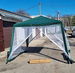Садовый шатер павильон палатка 3х3 метра со стенами из москитной сетки