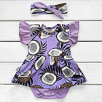 Боди платье с повязкой для новорожденных Dexters violetnut 80 см фиолетовый (13111441900) BB, код: 8329045