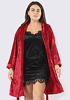 Комплект Мелисса халат+пеньюар Ghazel 17111-67 Красный халат Черный пеньюар 48 GT, код: 7358173