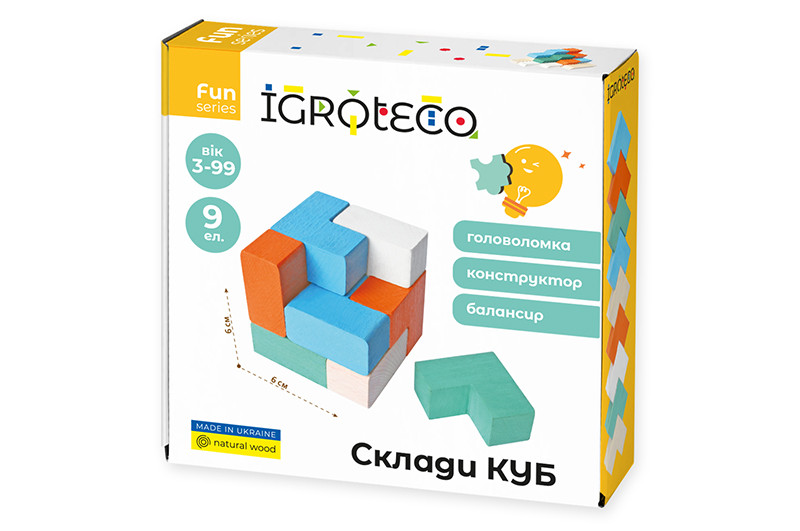Головоломка-конструктор-балансир "Склади КУБ" 900170 9 деталей IGROTECO