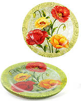 Набор Bona 6 стеклянных тарелок Маки диаметр 25см обеденные тарелки DP40054 EJ, код: 7426214