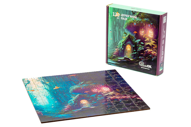 Дерев'яний пазл "Ліс" 130 елем. Розмір пазла  295*295 мм. PuzzleOK