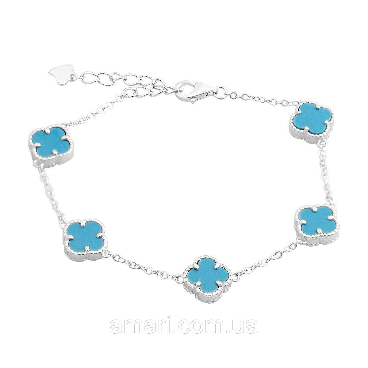 Серебряный браслет Komilfo с бирюзой, вес изделия 4,72 гр (60001917) 1720 размер, фото 1