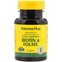 Биотин Nature's Plus Biotin Folate 30 Tabs NTP1792 CP, код: 7518071