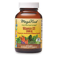 Витамин D3 2000 IU, Vitamin D3, MegaFood, 30 таблеток NL, код: 2337667