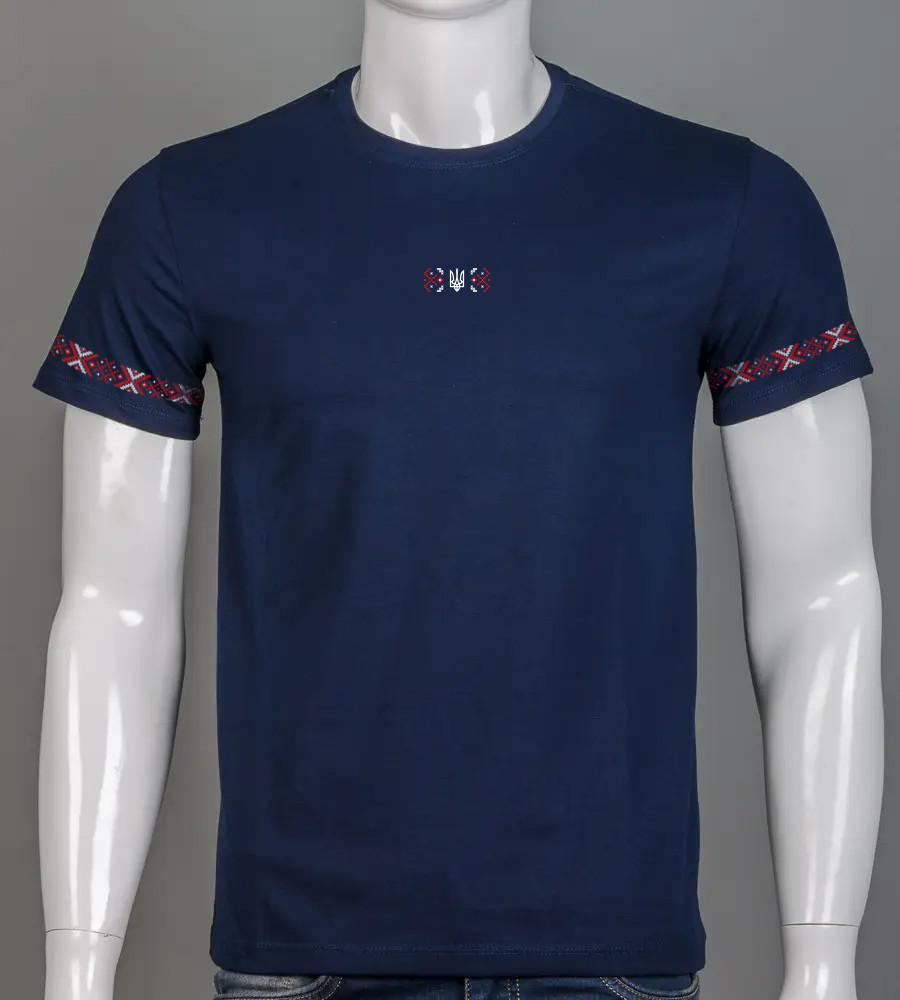 Футболка чоловіча Орнамент 2415м (Уп.4шт M-XXL), Темно-синій, фото 1
