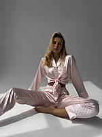 Трендовый женский розовый костюм для сна victoria's secret, шелковая пижама рубашка со штанами для девушек
