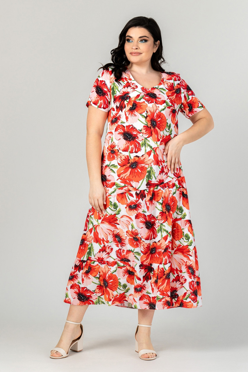 Ніжна літня сукня з маками тканина штапель