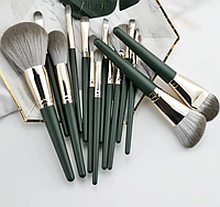Набор кистей для макияжа 14 штук мятные зеленые