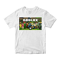 Футболка белая с принтом онлайн игры Roblox Роблокс Персонажы Roblox 2 Кавун 9-10 лет ФП01198 EJ, код: 8379755