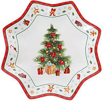 Керамическое блюдо Новогодняя елка 30см в форме снежинки DP186230 BonaDi BX, код: 8382160