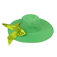 Шляпа соломенная женская Summer hat атласная лента летняя 56-58 Зелёный (17509) EJ, код: 1895912
