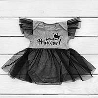 Дитяче боді з фатином Dexters princess 80 см сірий чорний (13109761837) MP, код: 8329036