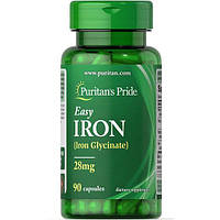 Микроэлемент Железо Puritan's Pride Easy Iron 28 mg (Iron Glycinate) 90 Caps US, код: 7518822