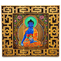 Панно "Будда медицини" дерев'яне різьблене 40×45×2см (34273)