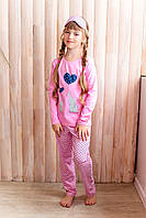 Комплект хлопковый детский для дома и сна для девочки GABBI Слоники Розовый на рост 122 (1194 UN, код: 8454252