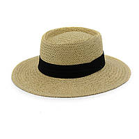 Шляпа поркпай SumWin ПАЛЬМА светло-бежевый черная лента One Size EJ, код: 7479543
