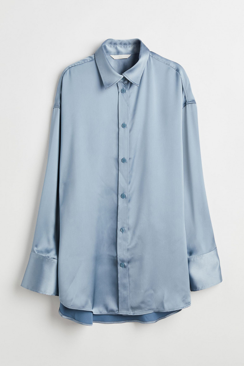 Блузка оверсайз для жінки H&M 1107685-003 L блакитний