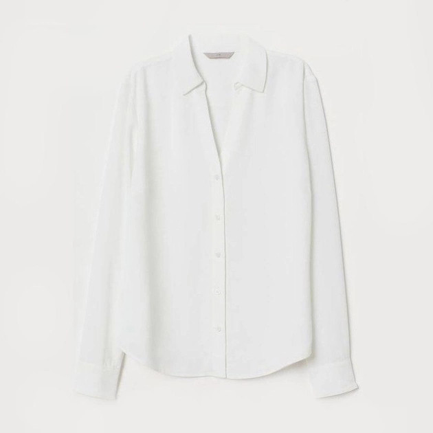 Блузка з V подібним вирізом для жінки H&M 0762846-001 XXS білий