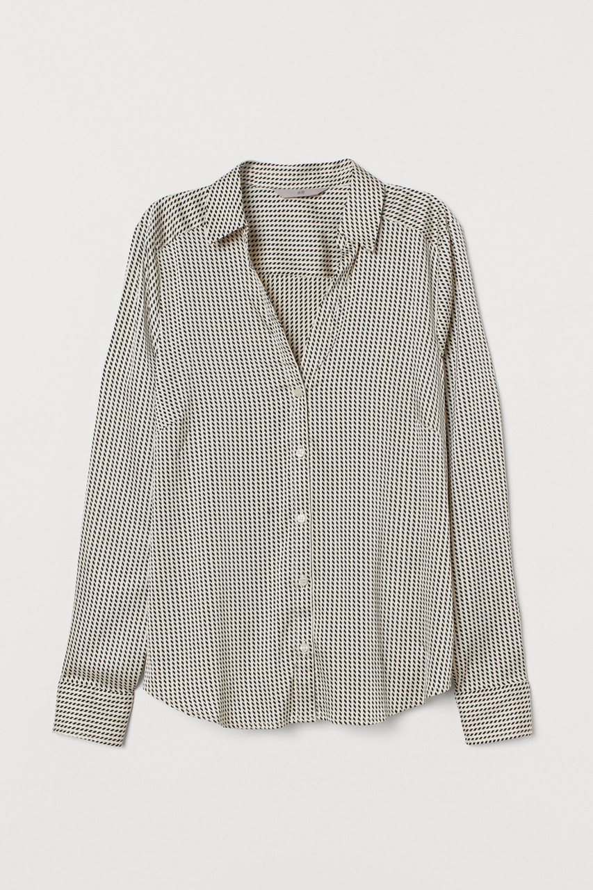 Блузка з V подібним вирізом для жінки H&M 0762846-019 S чорно-білий