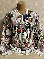 Кофта бомбер стильный женский цветочный принт карманы Качество! Размер 58-60