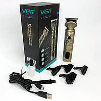 Аккумуляторная машинка для стрижки волос VGR V-962 триммер для бороды и усов со сменными насадками WE-503 1-7