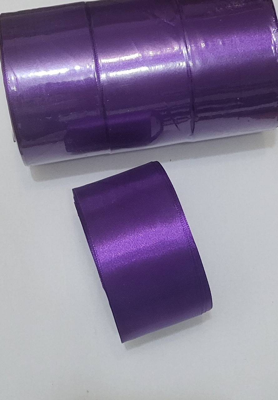 Лента атласная. Цвет - фиолетово-баклажановый. Ширина - 5 см, длина - 23 м - фото 1 - id-p648612596
