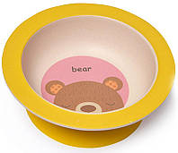 Детская суповая тарелка Медвежонок из бамбукового волокна с присоской 15x5см Fissman DP98994 FS, код: 8390110