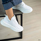 Шкіряні жіночі білі кросівки перфорація, фото 5